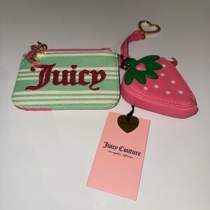 Juicy Couture Paradise Mini Bundle Strawberry Coin Purse & Pink Green Wallet